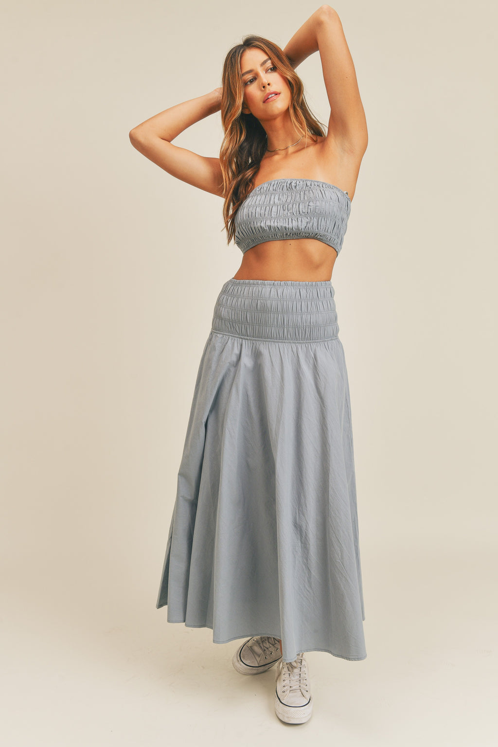 The Heights Two Piece Maxi Skirt Set with Tube Top FINAL SALE