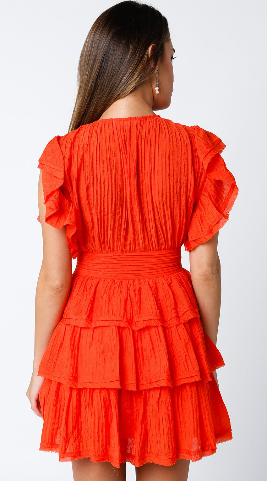 Keep the Faith Ruffle Tier Mini Dress in Orange