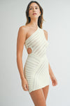 One Way One Shoulder Knit Dress in IVORY