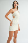 One Way One Shoulder Knit Dress in IVORY