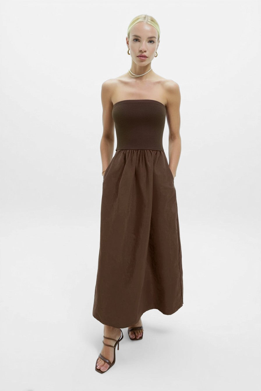 Tube Top Maxi Dress in Chocolate FINAL SALE XSMALL / Chocolate Tube Top Maxi Dress in Chocolate FINAL SALE XSMALL / Chocolate
