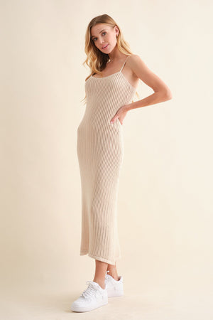 Knot your Girl Sweater Maxi Dress in Natural