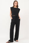 The Strand Linen Two Piece Set in Black