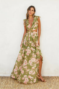Lily Floral Print Cut Out Maxi Dress
