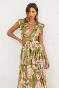 Lily Floral Print Cut Out Maxi Dress