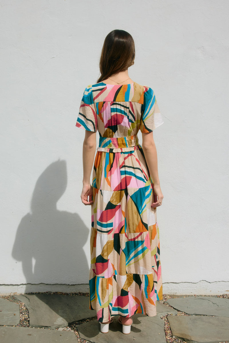 Feelin Groovy Plunnge Neckline Maxi Dress