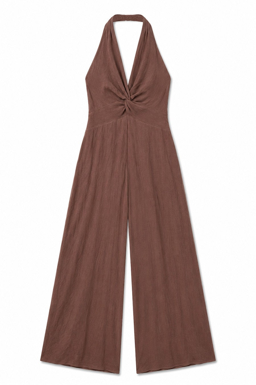 Miró Abstract Print Halter Jumpsuit in Chocolate