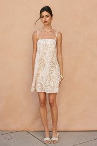 Tropicana Leaf Print Babydoll Mini Dress