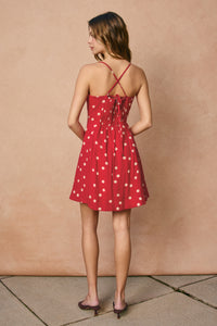 Red Polka Dot Tie Front Mini Dress