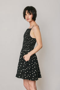 Pin Dot Fit & Flare Smocked Mini Dress