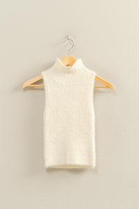 Ribbed Sleeveless High Neck Sweater Top More Colors