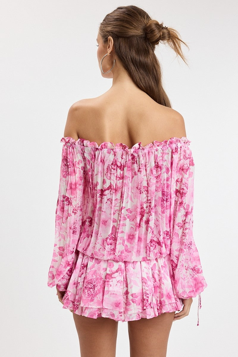 Pretty Peonies Off Shoulder Mini Dress