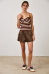 Striped Tube Top With Removeable Straps Chocolate
