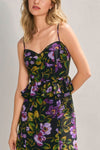 Midnight Violets Lurex Ruffled Dress