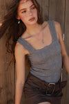 Seamless Textured  Square Neck Tank Top MORE COLORS