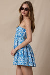 Vintage Strapless Mini Dress in Blue