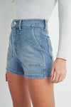 Utility pocket High Rise Short in Light Denim