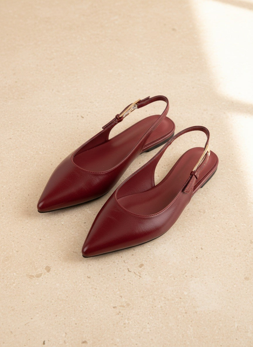 Thea Sling Back Flat in Cherry