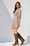 Chocolate Spotted Button Down Mini Dress