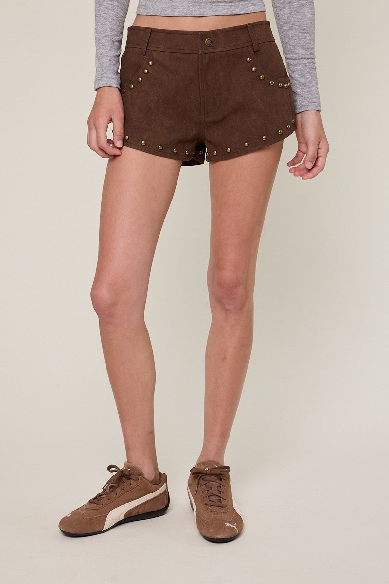 Sueded Vegan Leather Shorts