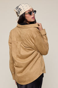 Button Down Vegan Suede Jacket