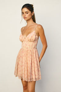 Rosy Days Corset Top Mini Dress