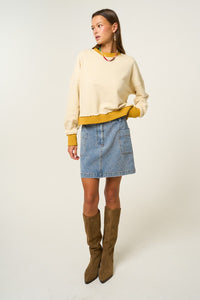 Mustard Stripe Pull Over Sweatshirt