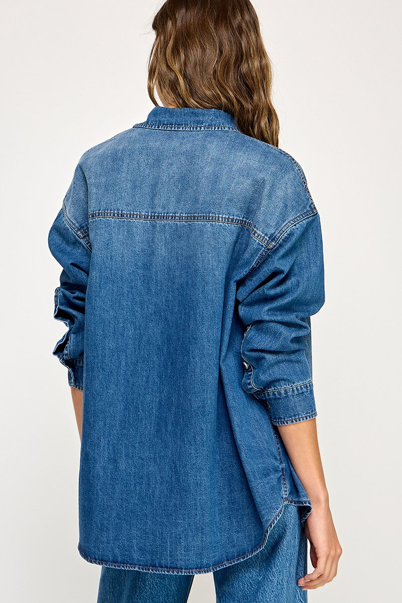 Classic Denim Button Up Top