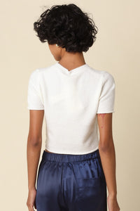 Capri Knit Crop Tee in Ivory