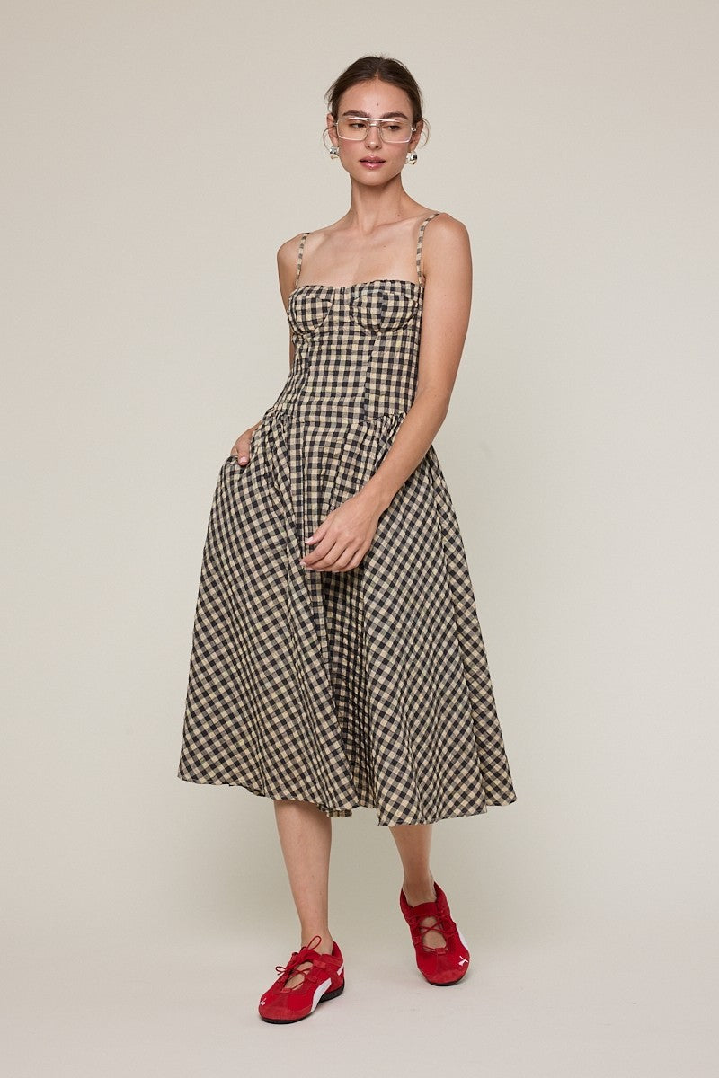 Gingham Midi Dress