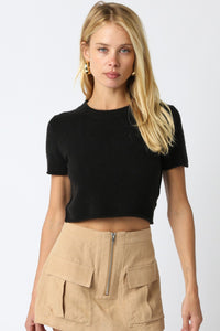 Jezabelle Fuzzy Cropped Sweater T Shirt MORE COLORS