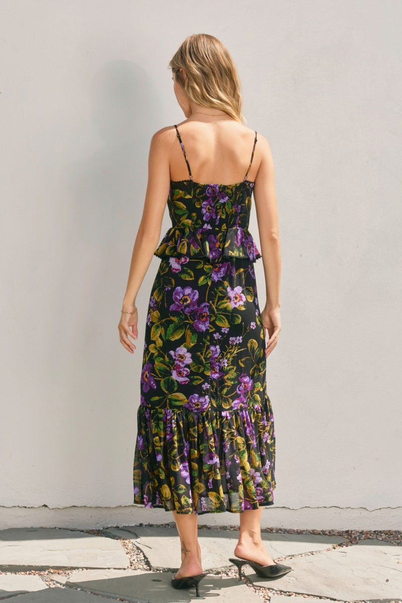 Midnight Violets Lurex Ruffled Dress