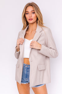 Tabitha Vegan Leather One Button Blazer