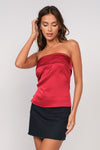 Satin Tube Top in Red