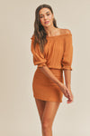 The City Off Shoulder Gauze Mini Dress FINAL SALE