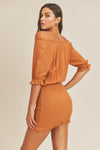 The City Off Shoulder Gauze Mini Dress
