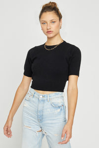 Stella Tie Back Cropped Sweater In Black