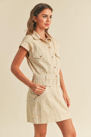 As it Was Washed Button Down Dress in Ecru