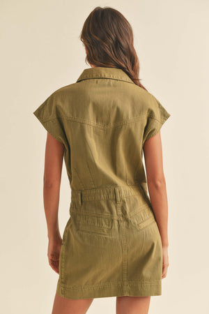 As it Was Washed Button Down Dress in Olive