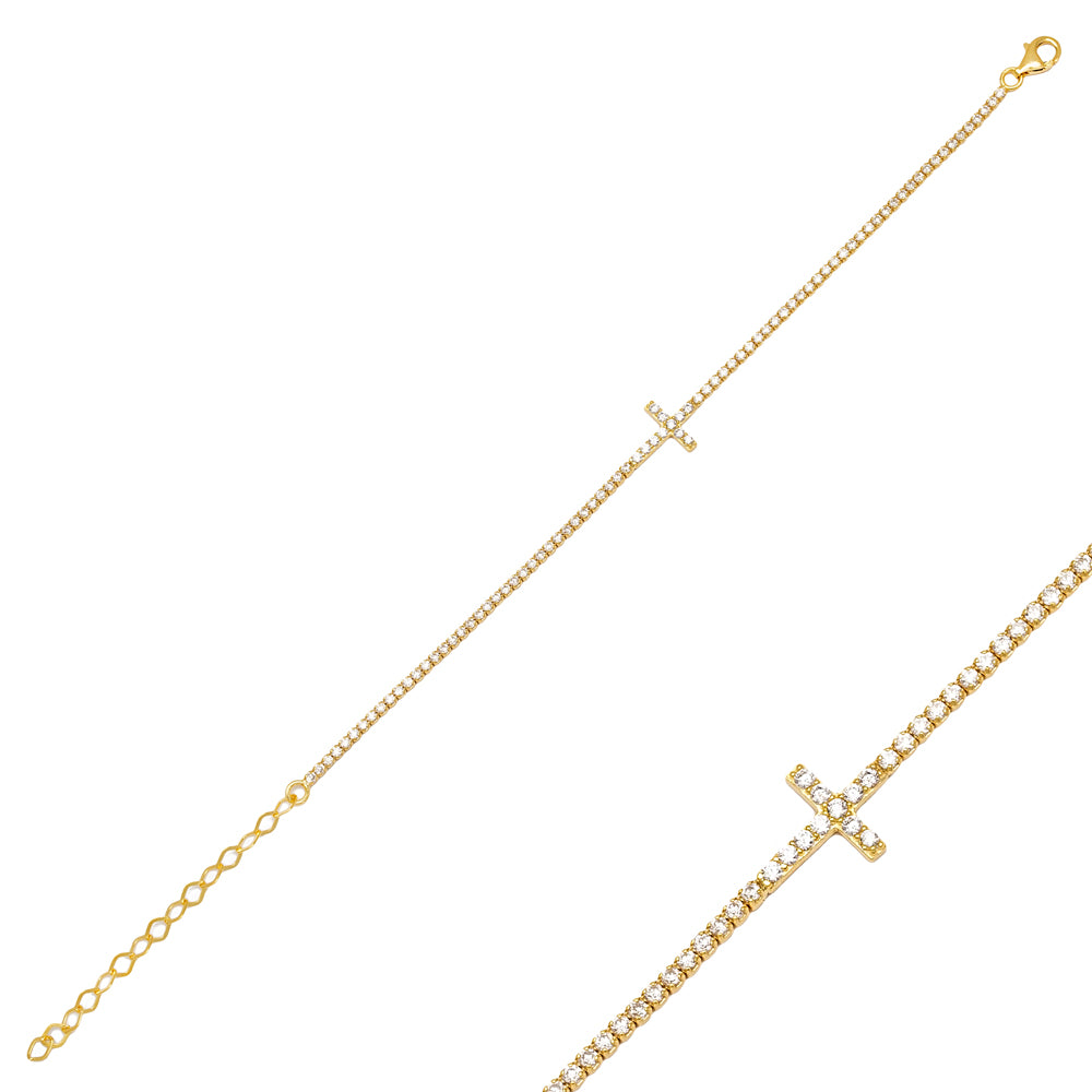 Chloe Rhinestone Cross Bracelet