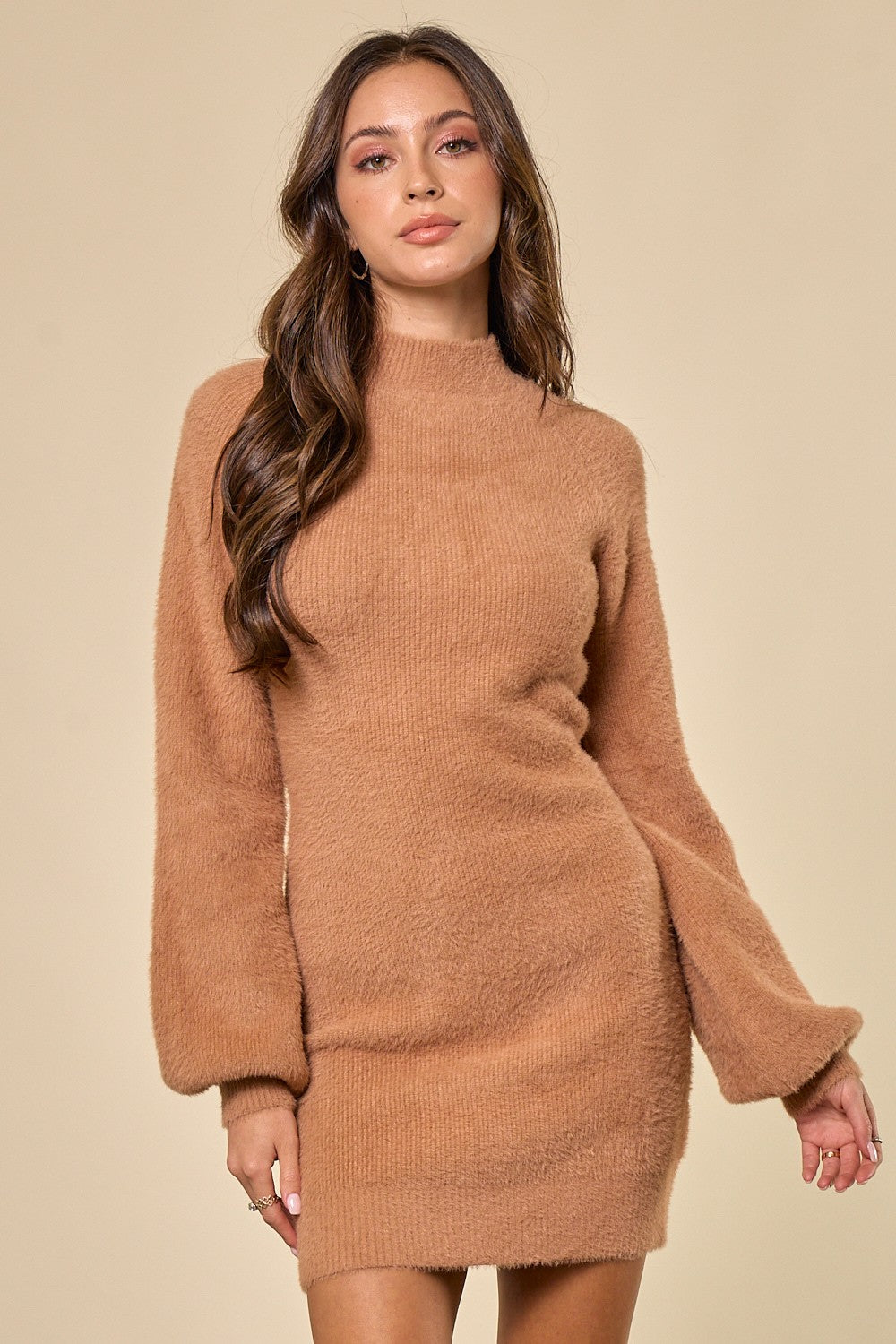 The Seasons Sweater Dress in Tan FINAL SALE