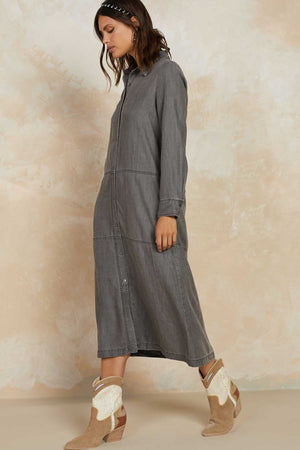 Living on the Edge Black Chambray Dress with Belt
