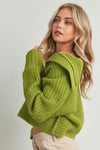 All About the Drama Collared Sweater In Kiwi