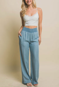 Wide Leg Tencel Pant (in Light Blue