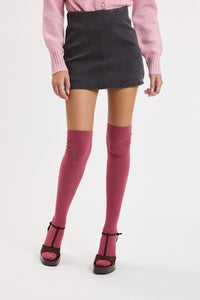 Slim Mini Skirt with Built-In Shorts in Black — front view on model