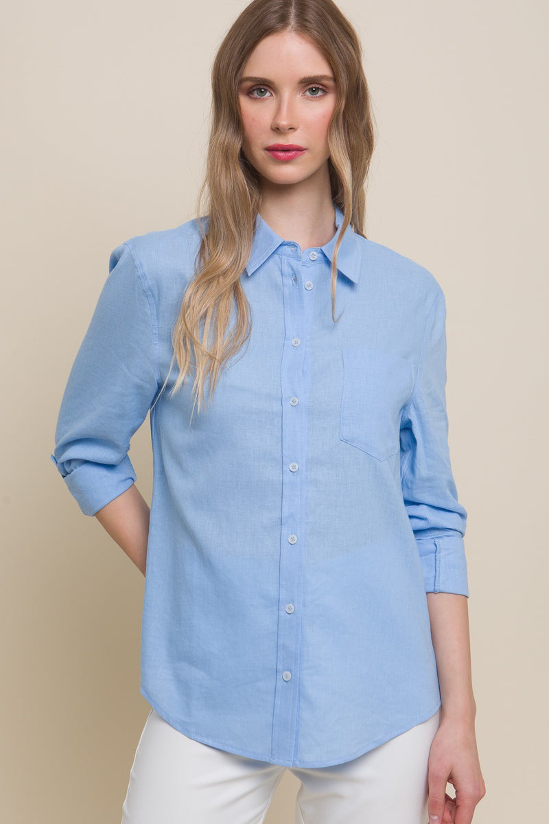 The Beachside Linen Button Down Top MORE COLORS