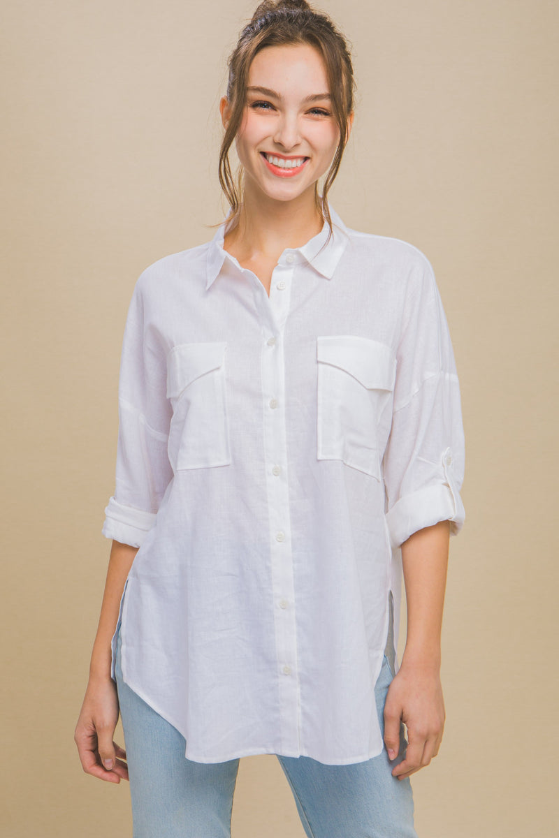 Boardwalk Oversized Linen Button Down MORE COLORS