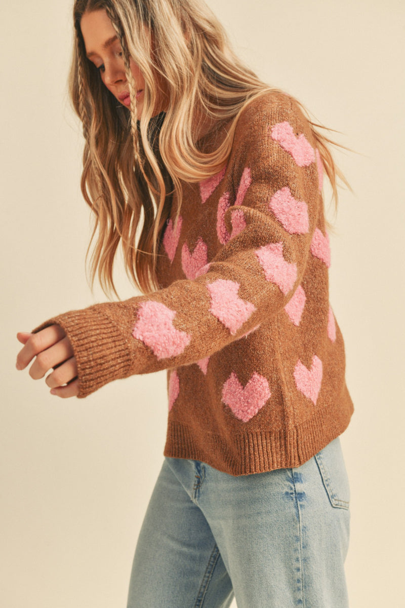 Love Mocha Heart Sweater