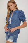 Front and Center Puff Sleeve Denim Top