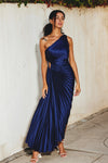 Midnight Moonlight Pleated one shoulder dress